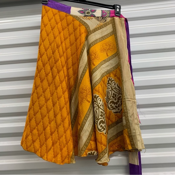 Grow With Me Silk Wrap Skirt Upcycled Sarees Fits Toddler-Girls 8/10 - Picture 3 of 4